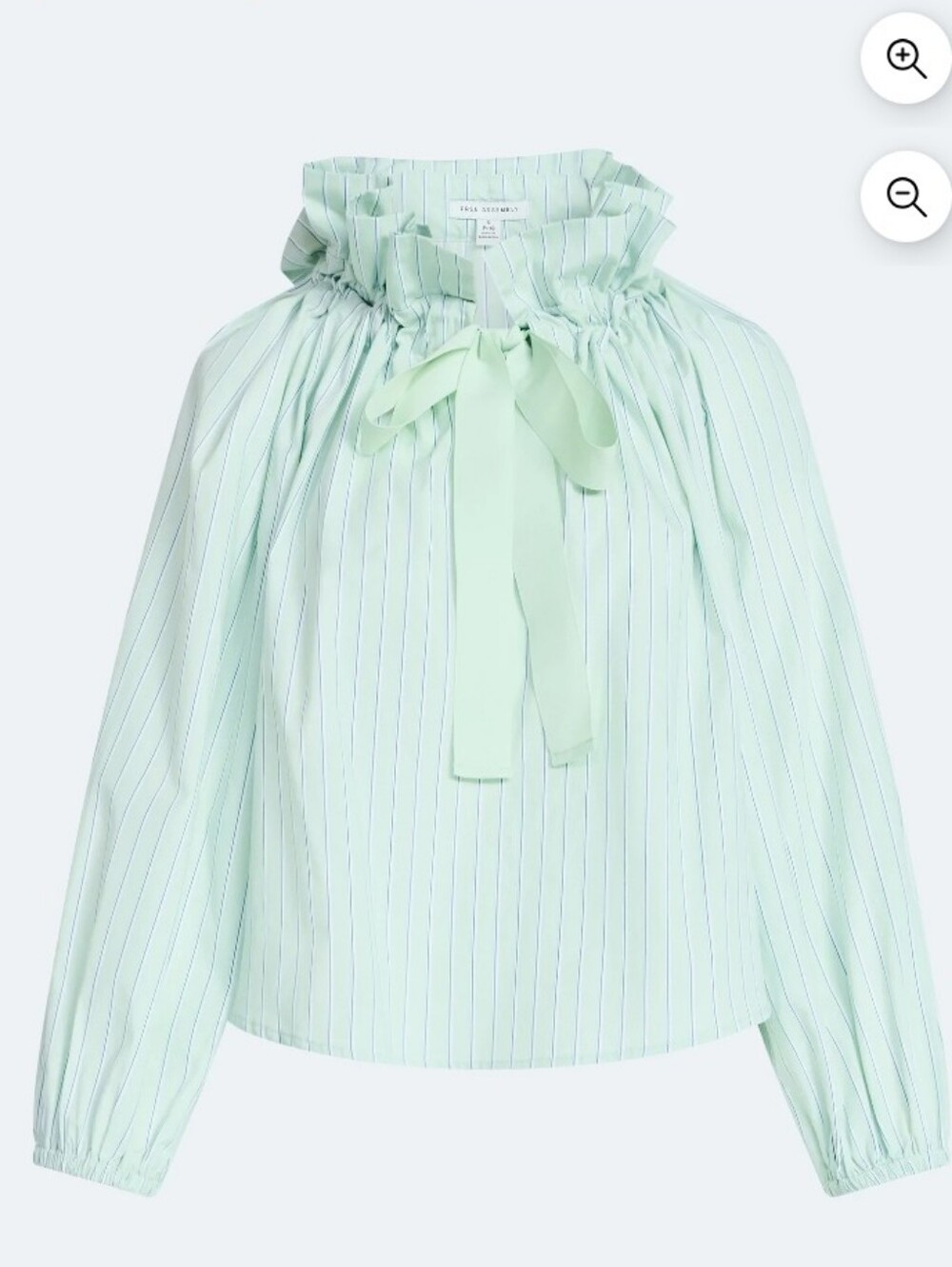 Free Assembly Mint Green Tie-Neck Ruffle Blouse